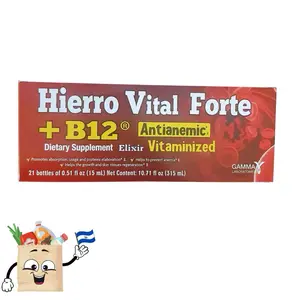 GAMMA Hierro Vital Forte + B12 Antianemic Vitaminized Elixir Dietary Supplement 21 Bottles of 0.51 fl oz Each