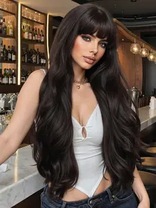 Long Curly Wig with Bangs, 32 Inches Heat Resistant Synthetic Hair for Women, Perfect for Parties and Everyday Use, Stylist Friendly Wig