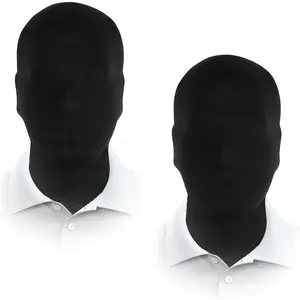 2 Pieces Black Full Face Mask Halloween Spandex Adult Hood Faceless Morph Head Cloth for Costume Parties Lightweight Breathable Elastic Fit