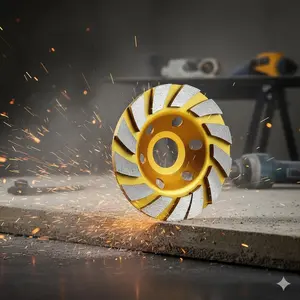 4" Diamond Turbo Grinding Cup Wheel, 12-Segment Heavy Duty Angle Grinder Disc, High Precision Quick Change Adapter, Durable Cutting Disc for Metal, Granite, Marble, Concrete, Ceramic. Professional Abrasive Tools & Polishing Pads for Construction.