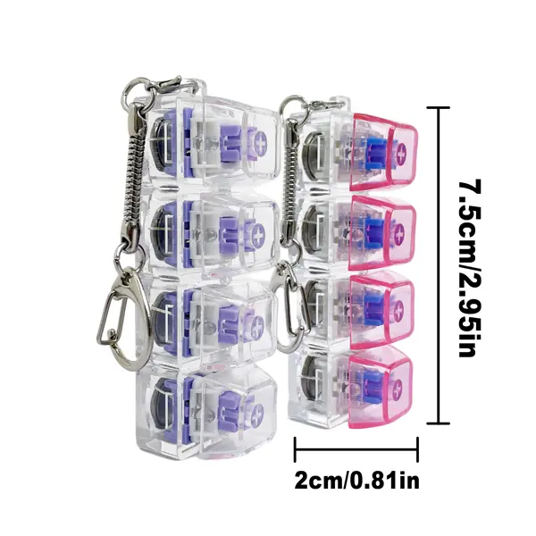 Backlit Portable Purple RGB LED Lights Silent Mechanical Keyboard Fidget Toy with Transparent Cover, Mini Pocket-Size Keychain Stress Relief Gadget for Office Workers (Gift Option), Stress Relief Decoration, Mini Size, Anxiety Decompression
