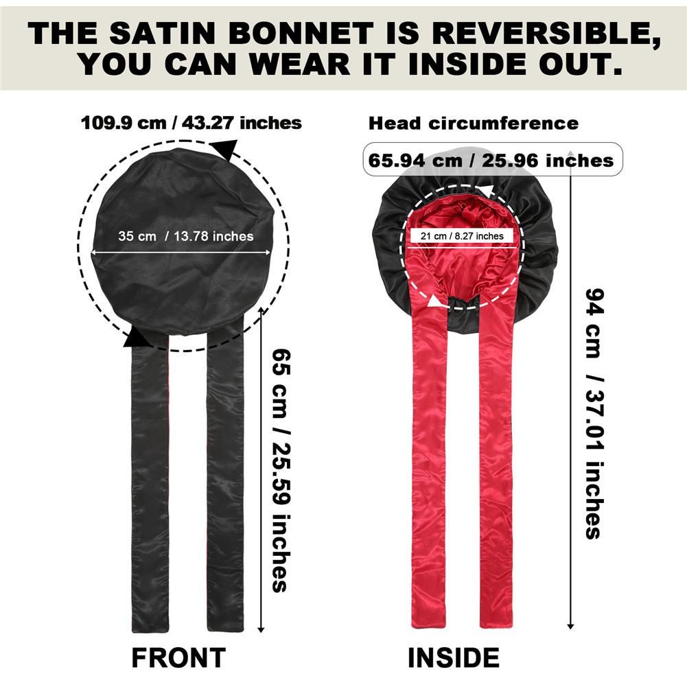 Double-Layer Solid Color Satin Bonnet Sleep Cap for Women Curly Hair Wrap for Sleeping Cap Adjustable Reversible Bonnet with Tie Band Night Cap