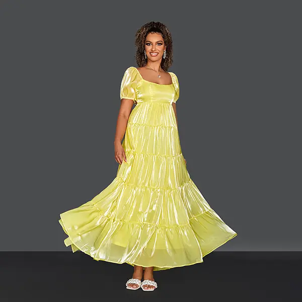Ladies Sunlight Puff Sleeve Maxi Dress - Tiered Design Fashion Wear for  Women - TikTok Shop
