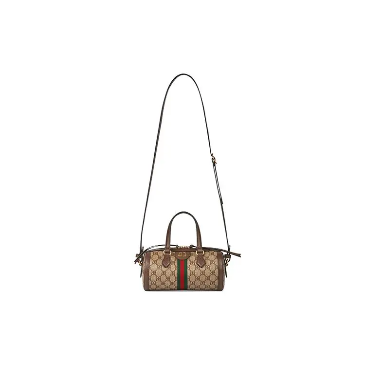 Women's Balenciaga x Gucci Spring Collaboration Multifunctional Monogram Canvas Boston Handbag, Brown/Beige