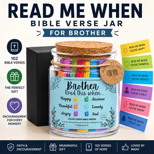 Read Me When Bible Verses Jar for brother – Scripture Cards with Bible Verses, Christian Gifts for Men, Prayer Cards, Bible Jar, Religious Gift, Encouragement Keepsake, Graduation Gift for Brother