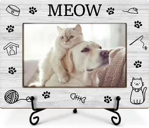 Picture Frame, You Had Me At Meow, Picture Gifts For Women Wife , Wooden Picture Frame For Birthday Holiday Thanksgiving, 4X6 Photo Frame With Stand -26