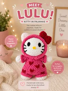 Lulu the Pajama Kitty Plushie – Handmade Cozy Stuffed Cat