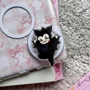 Cute Kewpie Baby Bat MagSafe Phone Grip, Vintage Doll Aesthetic Griptok, Heart Halloween Vampire Stand, Retro Kawaii Bat Accessory, Spooky Kewpie Doll Gift