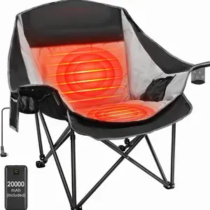 Oversized Heated Camping Chair with 20000mAh Battery, 3 Heat Levels, 2 Heating Zones, Portable Folding Design for Outdoor Camping, Lawn Use