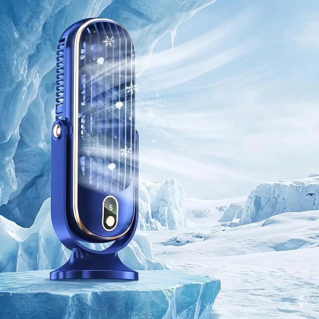 Desktop Electric Fan Rechargeable Portable Home Air Conditioning Fan 5-Speed 720° Swivel Outdoor Camping Air Cooler Table Fans with 4000mAh Battery & Turbo Technology