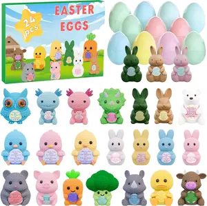 24 Pack Prefilled Easter Eggs with 3D Printed Knitted Animals – Amigurumi Style Figurines with Positive Cards, Egg Hunt Easter Party Favors for Kids Boys Girls, Easter Basket Stuffers, Party Favors, Easter & Happy Birthday Gifts