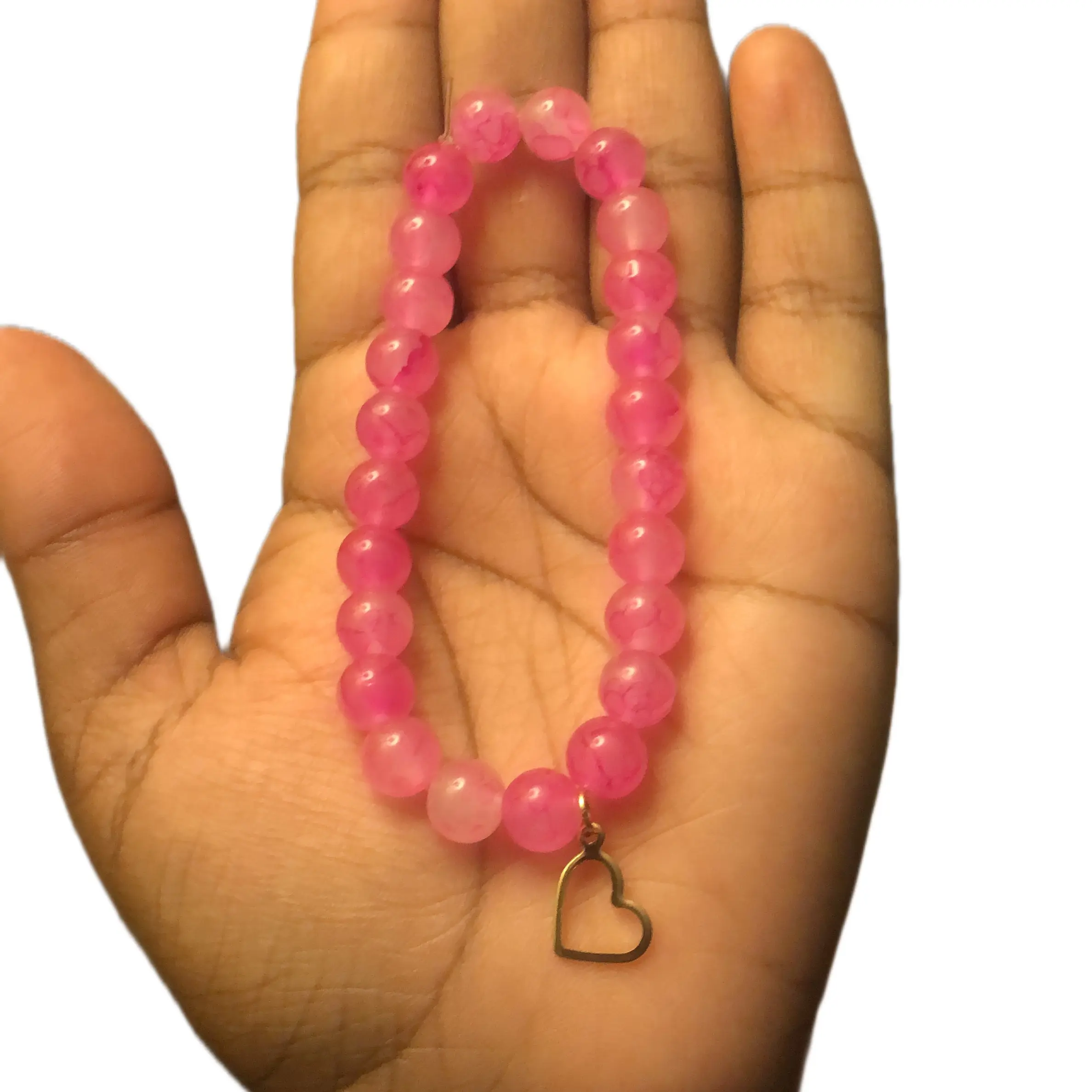 Marble Pink Bracelet with Charm - Stylish Accessory for Women