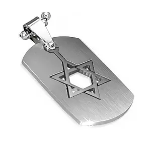Stainless Steel Silver-Tone Religious Jewish Star of David Pendant Necklace
