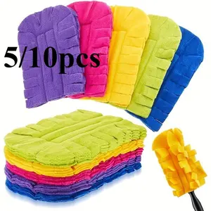 Duster Refill Fleece Refills, Hand Dusters Cleaning Reusable Duster Pads Washable Dusters for Cleaning Ceiling Fan Hardwoods Window Kitchen Floor, Rainbow Colors Cleaning Supplies