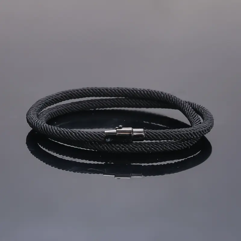 Magnetic Closure Double Row Nylon Milan Cord Nylon Rope Wrap Bracelet 15 Inches