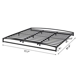 Low Bed Frame King Size,6 Inch Heavy Duty Metal Platform King Bed Frame with Arch Design,Easy Assembly,Strong Bearing Capacity,Under Bed Storage,No Box Spring Needed - Black