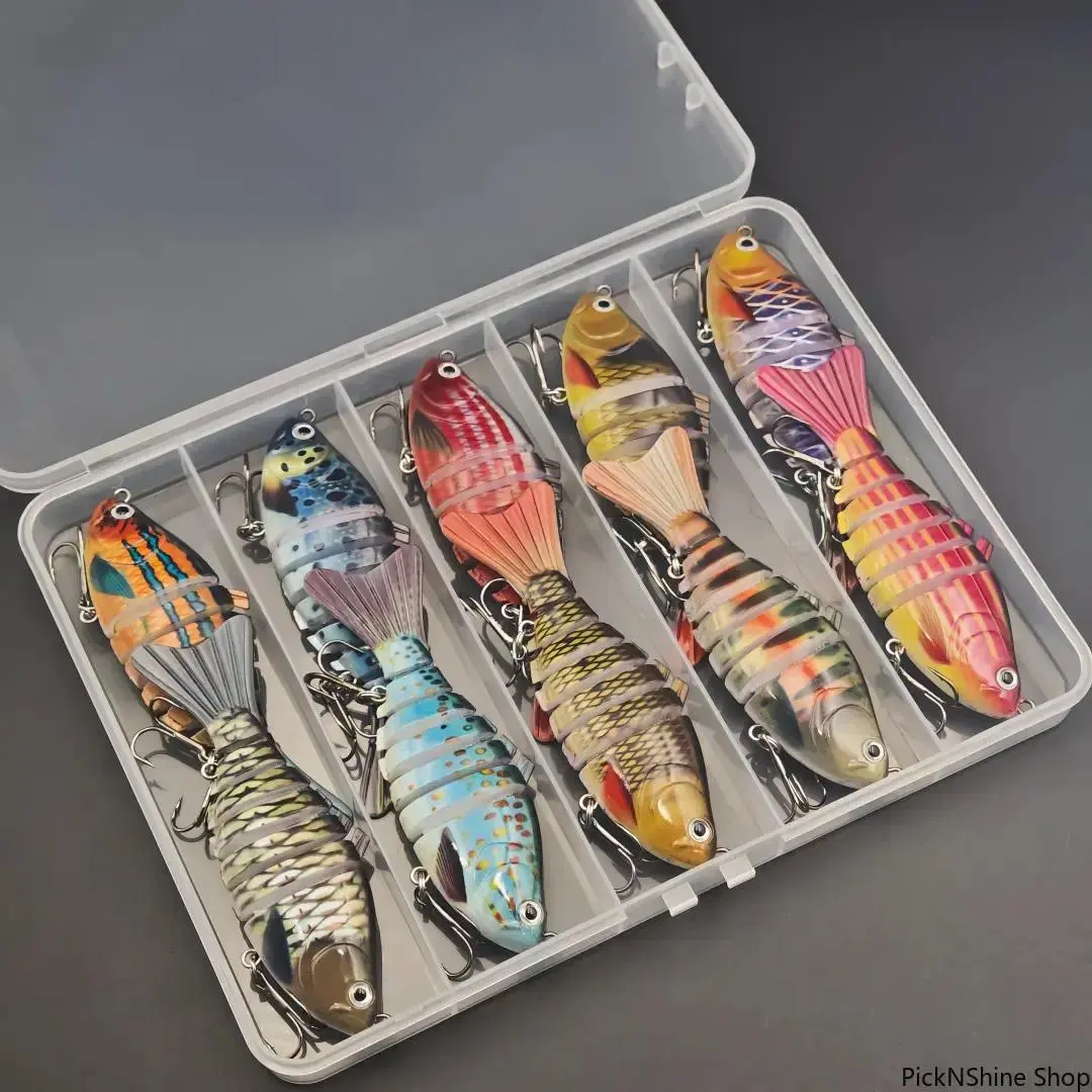 Fishing Equipment Lures, 5/10 Piece Multi-Jointed Swimbait Crankbait Set, 3.9-Inch Slow Sinking Lifelike Hard Baits for Freshwater & Saltwater, Outdoor Equipment, Fishing Beginners, Crank Lures, Jointed Lure, Hard Body, 5/10 Pieces, Synthetic, Slow-Sink,