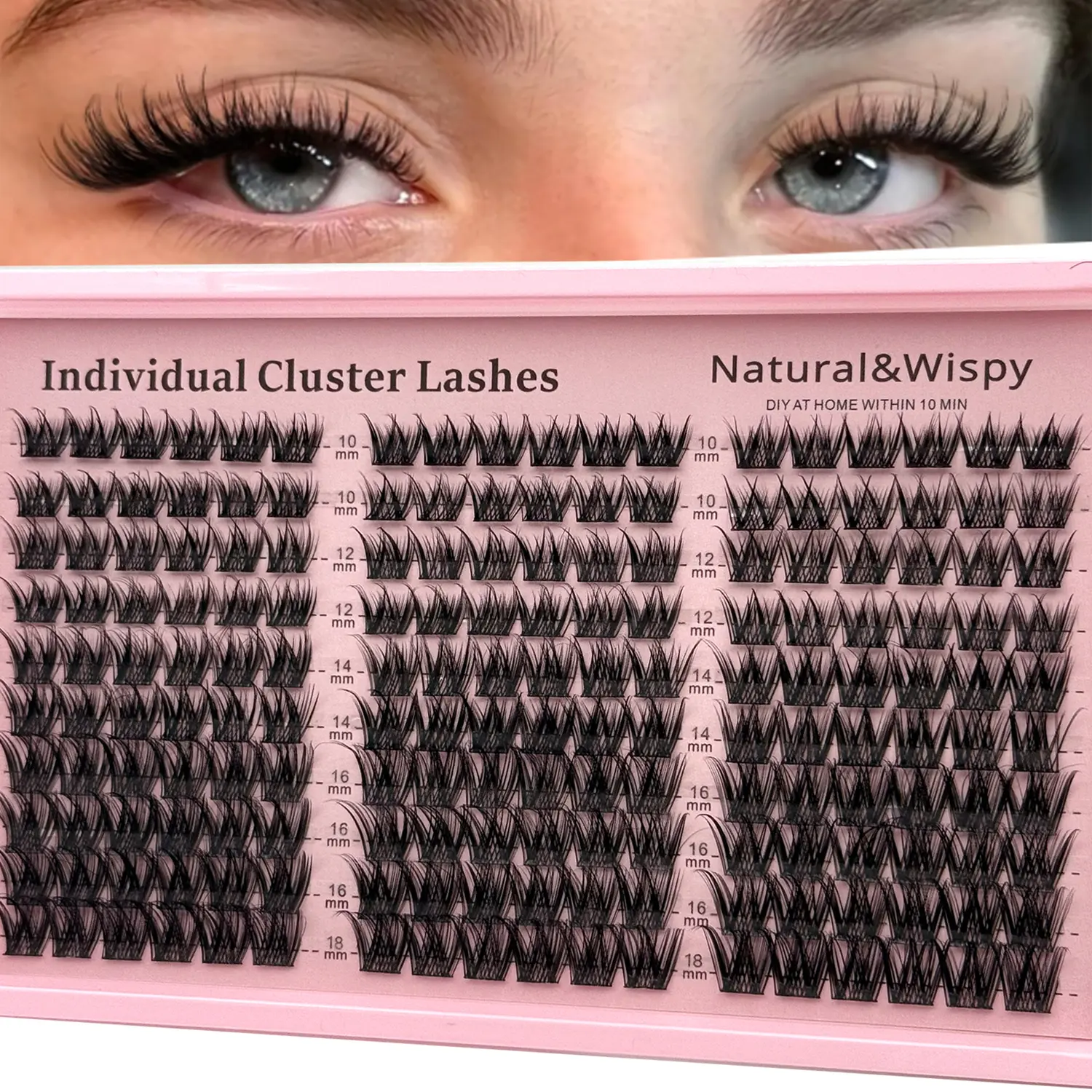 180PCS Individual Lash Cluster,Plush Lash Clusters Natural Wispy Cluster Eyelash Extensions, Fluffy DIY Lash Extension at Home for Natural Look, D Curl Individual Eyelashes(10-18mm Mixed)