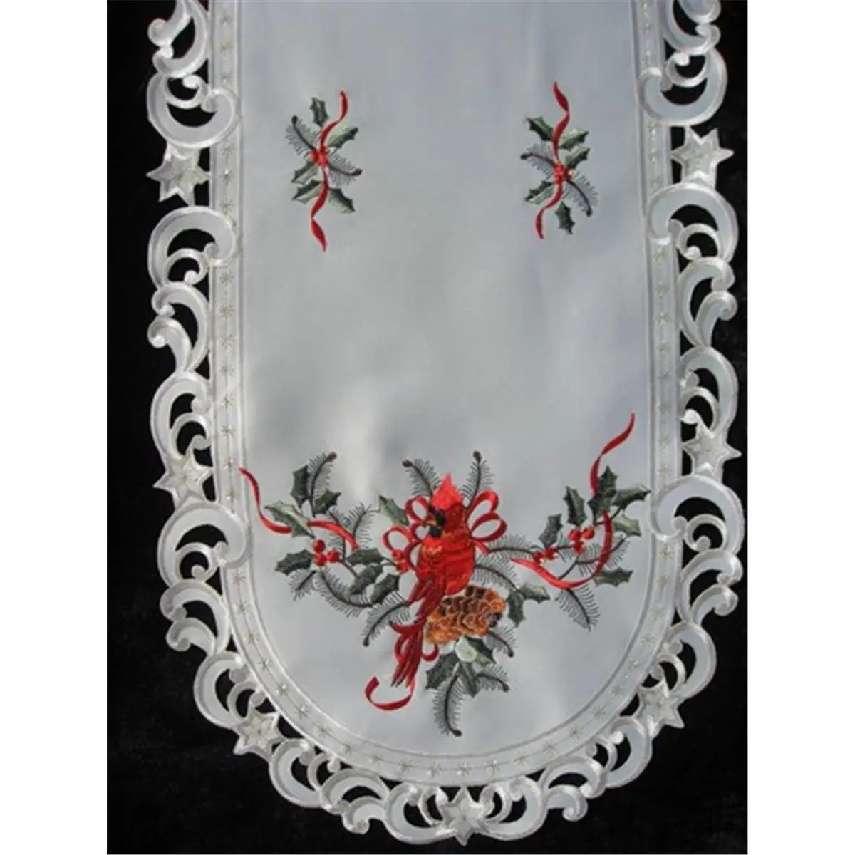 Cardinal Motif Polyester Table-Topper - H9148-E, 36x36 in, Machine Washable for Tabletop Use
