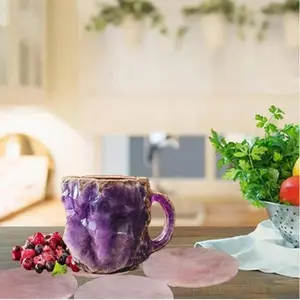 Mineral Crystal Coffee Cup, 1 Count Translucent Colorful Crystal Drinking Cup, Unique Crystal Gift Cup for Home Office, Drinkware