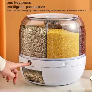 Elegant Airtight Large Capacity Grain Dispenser Rotating Rice Bean Storage Kitchen Organizer with Intelligent Quantitative Feature