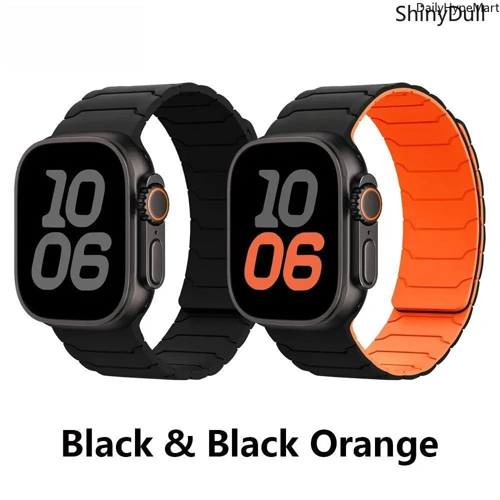 2-Pack Magnetic Silicone Watch Band Accessories for Apple Watch Ultra 2/3, SE, Series 8-11, Adjustable Tech Accessories Strap, 38-49mm