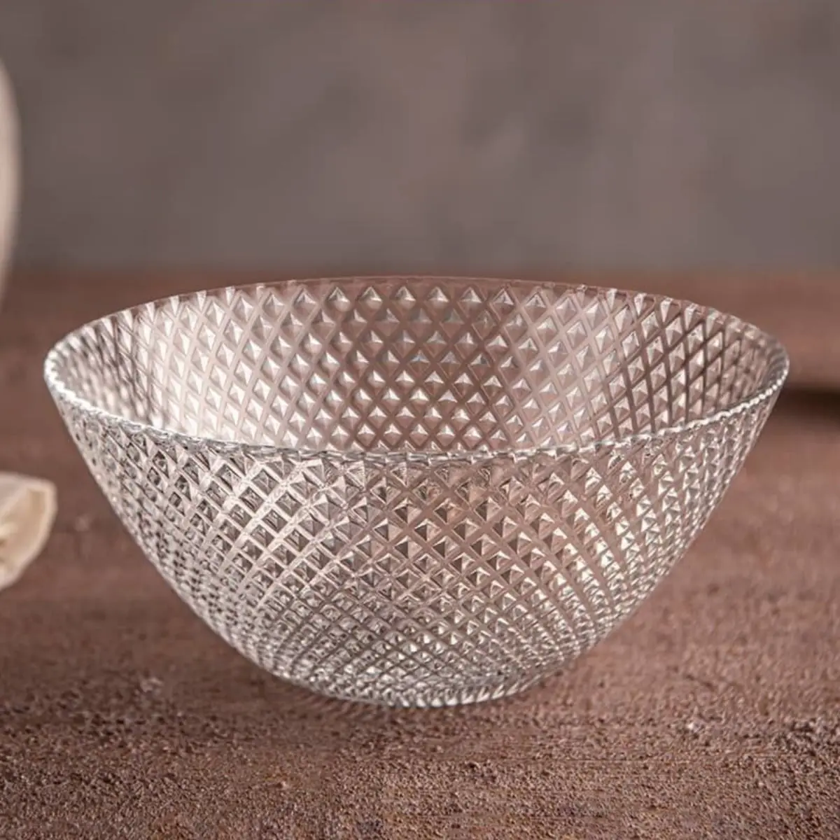212 MAIN Ramart Studio Glass R1411-0 6.5 in. Thick Diamond Cut Marquis Salad Bowl Set, Heat Resistant Oven-Safe Crystal Modern Glass Jelly Fruit Cup Kitchen Tableware, Crystal Bowls, Bowls