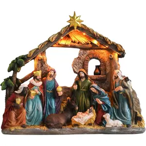 11 Inch Indoor Nativity Scenes Christmas Village Manger Nativity Sets & Figurines Jesus Christmas Decorations Ornaments
