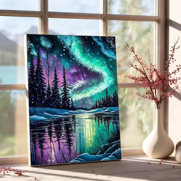Northern Lights Full Drill Diamond Art Craft Kit, 30x40cm Rhinestone Making Kit for DIY Home Decor, Living Rooms DIY Craft Supplies, Diy Kit