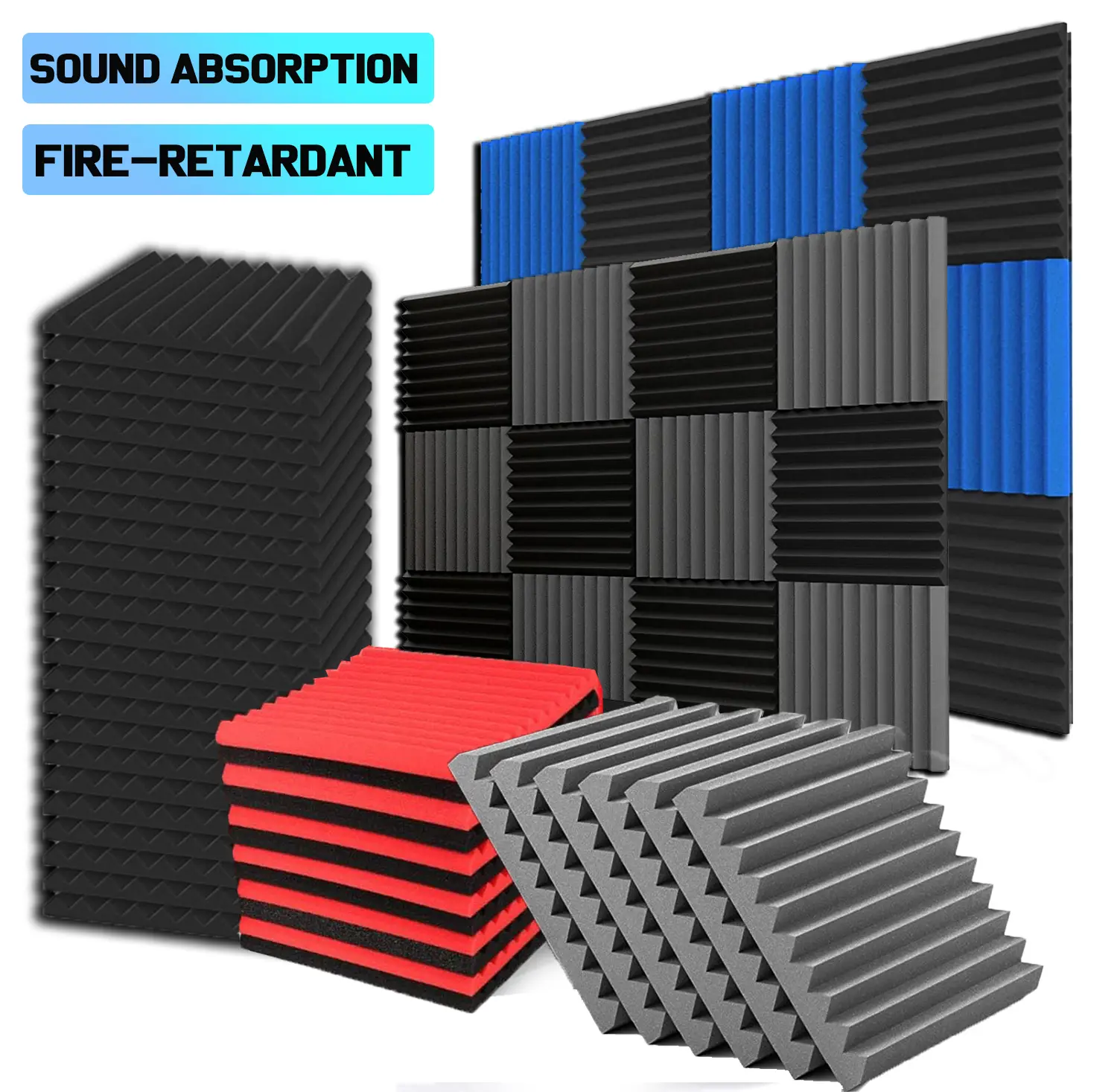 12 Pack Acoustic Foam Panels, Wedges Sound Proof Foam Panels for Walls | 1" X 12" X 12", Black, NRC＞0.8, High Desnsity, Studio Soundproofing, Fire Resistant, Noise Absorbing For Recording & Home Studio Ready