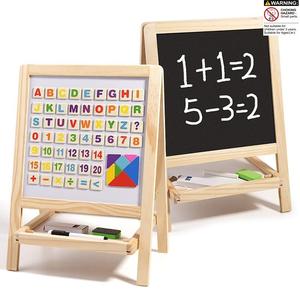 wooden doodle board, 1 set foldable double-sided whiteboard & blackboard & accessories,  birthday gift