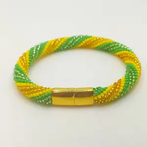 Ilde de Orula Beaded Crochet Bracelet with Magnetic Stainless Steel Closure for All Ages by Ilene's Elekes