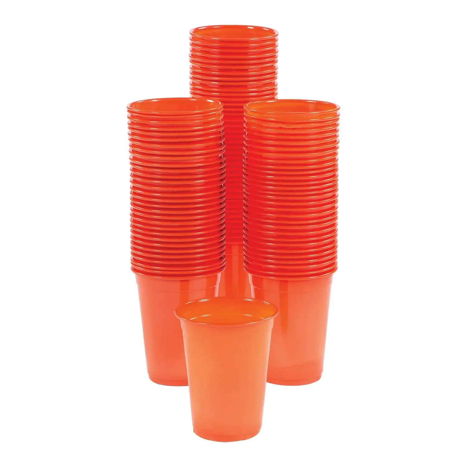 16 oz. Bulk 100 Ct. Orange Disposable Plastic Cups