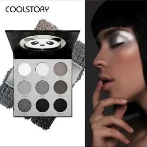 9 Color Panda Eyeshadow Palette, Gothic Smoky Eye Makeup, Silver Colors, Matte & Shimmer, Waterproof Long-Lasting