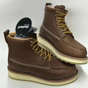 8 DieHard Malibu Rush DH60420 Soft Toe Boots for Men - Brown Leather with Yellow Laces and Comfortable Sole