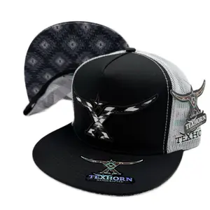 TEXHORN LA NAVAJA TEXHORN BLACK AND WHITE AZTEC DESIGN CAP WITH HANDBARDED DETAILING