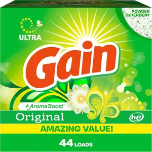 Gain Powder Laundry Detergent for Regular and HE Washers, Original Scent, 45 ounces, 44 loads