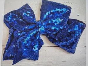Royal Blue Large Sequin Hair Bow