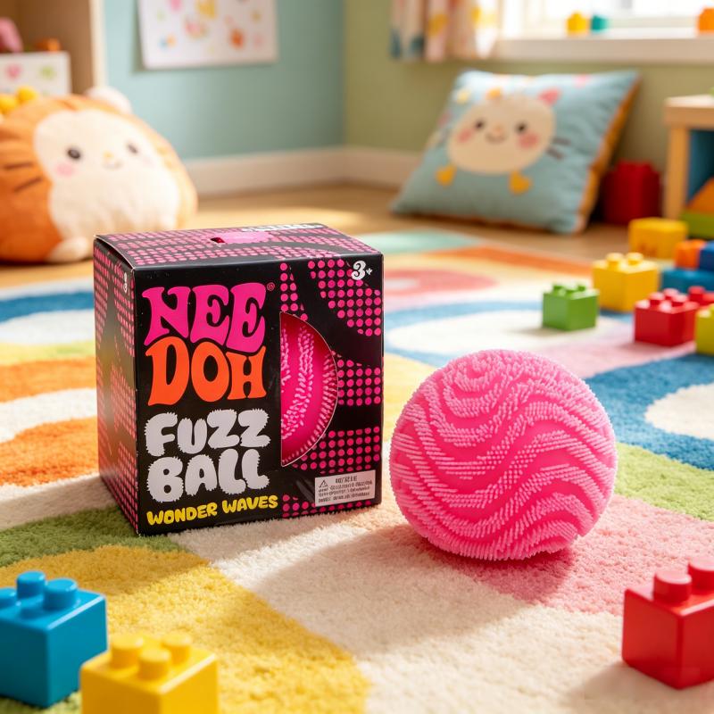 Sensory Squeeze Fidget Toy | Fuzz Ball Wonder Waves | Velvet Wavy Design Ultra Soft Stress Relief Toy for Relaxation, Party Favors & Gifts