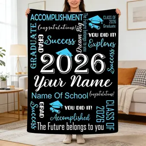 Personalized Class of 2026 Graduation Blanket, Custom Name & School Throw Blanket, "Your Name" Custom Grad Keepsake Gift