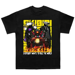 Skibidi Toilet Tiviman Cool T-Shirt T-Shirt Y2K t-shirts with nostalgic TV show references Cotton Menswear Oversized Relaxed Fit