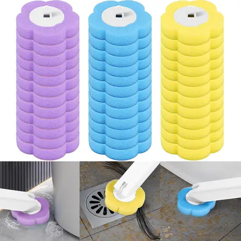 Disposable Toilet Brush Refill, Toilet Scrubber Refill, 36 pcs/set 3-Layer Sponge Toilet Brush Replacement Heads, Toilet Wand Refills Bathroom Cleaning Tool for Toilet, Sink & Floor Drain