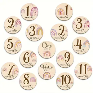16 Pieces Monthly Milestone Cards, Perfect Newborn Recording Card, Cute Rainbow Pattern Photography Props, Baby Shower Gifts