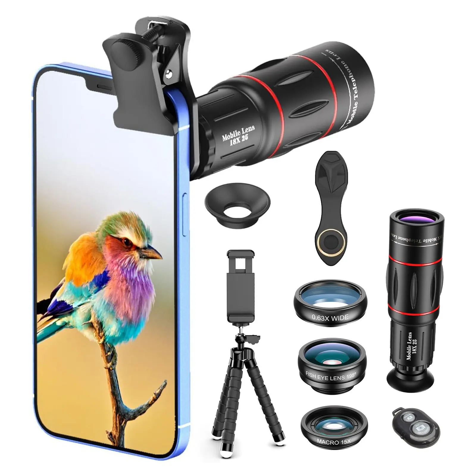APEXEL  Phone Photography Kit, Bluetooth Adapter 18X Telephoto Lens,  for iPhone  Samsung One Plus Smartphone Cellphone telescope
