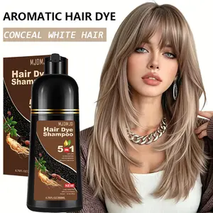 5-in-1 Light Brown Hair Dye Shampoo, Herbal Gray Hair Coverage for Women & Men, Semi-Permanent Hair Color, Moisturizing & Nourishing Formula, Fast Coloring, Easy At-Home Use, 200ml