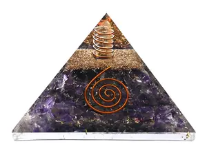 Orgone Pyramid with Crystal, Healing Coil, and Quartz Point - Natural Healing Stones Orgonite Energy Generator for Yoga, Meditation, Home Decor, Religious Decorations