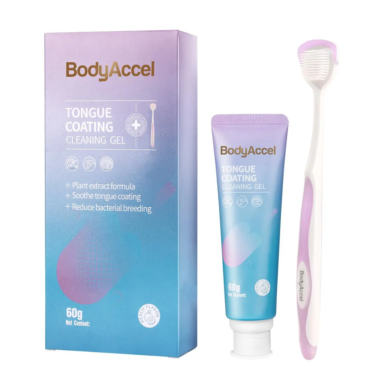 BodyAccel Tongue Cleaning Gel Bundle (with Brush) for Refreshing Oral-max