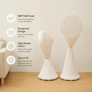 1 Count, Star Printed High Elastic Fan Dust Cover 360 Full Wrap with Elastic Closure for Household Standing Pedestal and Tower Fans