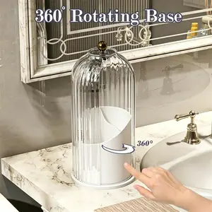 Toothbrush Holders with Dustproof Cover, Toothbrush Storage, 360 Rotating Toothbrush and Toothpaste Holder for Bathroom Countertop, 3 Slots Transparent Makeup Brushes Organizer for Vanity Makeup Brushes Holder