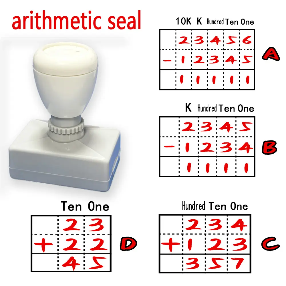 Durable Arithmetic Stamp Set for Handwriting Practice, Classroom Aid Math Teaching Tool, Home Exam Study, Ink Efficient Office Supplies, Math Stamps